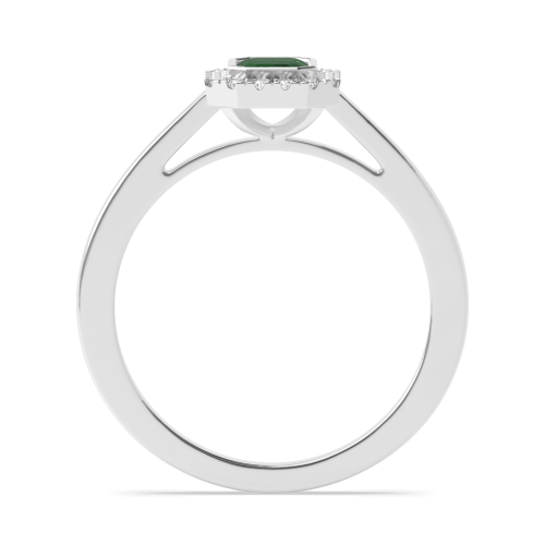 Bezel Setting Halo mid set diamond and Emerald Gemstone Engagement Rings