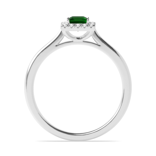 Bezel Setting Princess Halo mid set diamond and Emerald Gemstone Engagement Rings