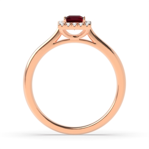 Bezel Setting Princess Rose Gold Halo mid set diamond and Naturally Mined Diamond Engagement Rings