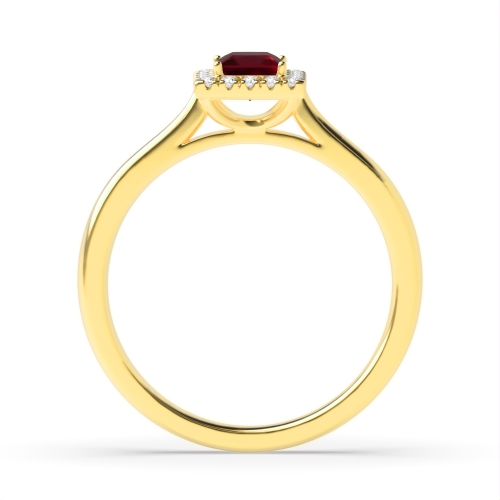 Bezel Setting Princess Yellow Gold Halo mid set diamond and Naturally Mined Diamond Engagement Rings