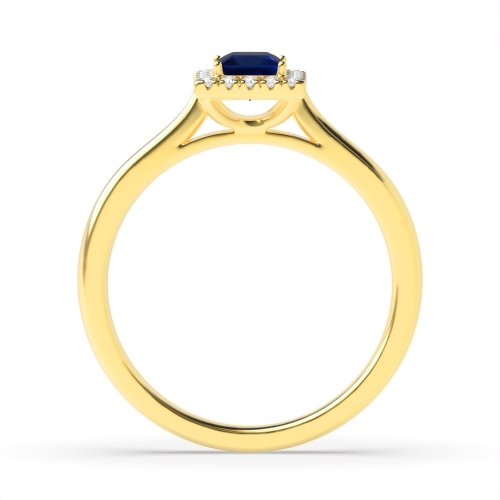 Bezel Setting Princess Yellow Gold Halo mid set diamond and Lab Grown Diamond Gemstone Engagement Rings