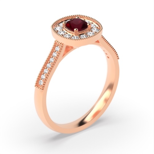 4 Prong Cushion Rose Gold Halo mid set diamond and Naturally Mined Diamond Engagement Rings