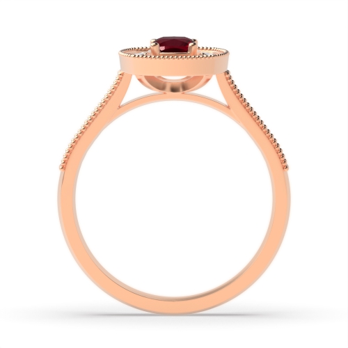 4 Prong Cushion Rose Gold Halo mid set diamond and Naturally Mined Diamond Engagement Rings