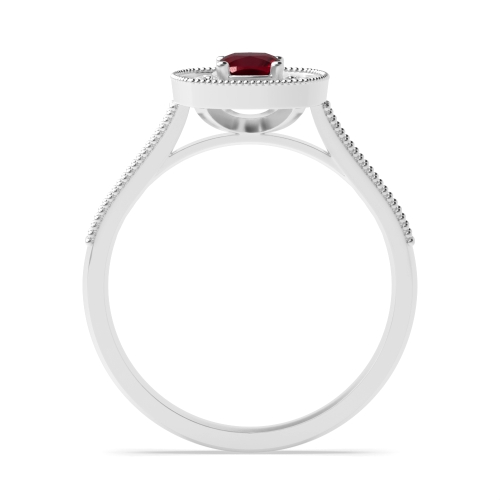 4 Prong Cushion Silver Halo mid set diamond and Naturally Mined Diamond Gemstone Engagement Rings