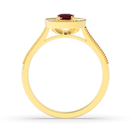 4 Prong Cushion Yellow Gold Halo mid set diamond and Naturally Mined Diamond Engagement Rings