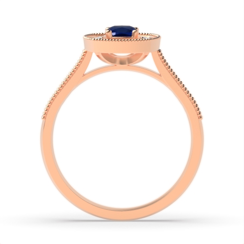 4 Prong Cushion Rose Gold Halo mid set diamond and Lab Grown Diamond Antique Engagement Rings
