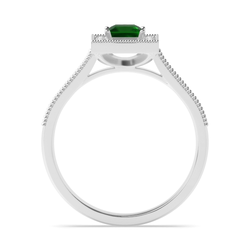 4 Prong Princess Silver Halo mid set diamond and Lab Grown Diamond Antique Engagement Rings