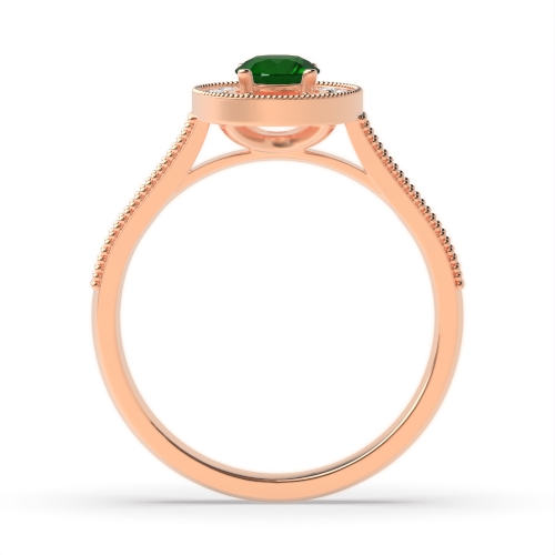 4 Prong Round Rose Gold Halo mid set diamond and Naturally Mined Diamond Engagement Rings