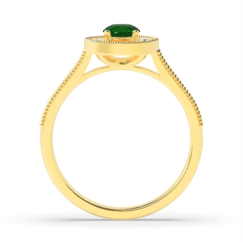 4 Prong Round Yellow Gold Halo mid set diamond and Naturally Mined Diamond Engagement Rings