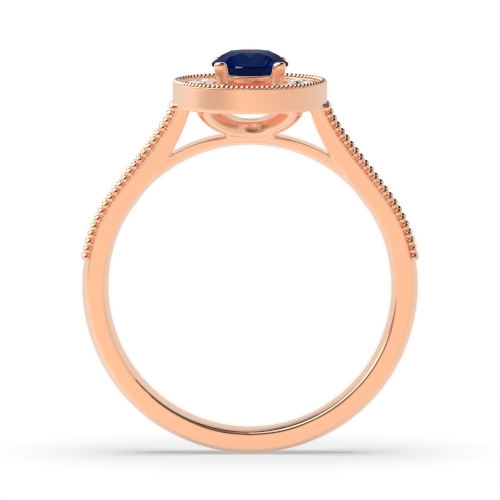 4 Prong Round Rose Gold Halo mid set diamond and Naturally Mined Diamond Engagement Rings