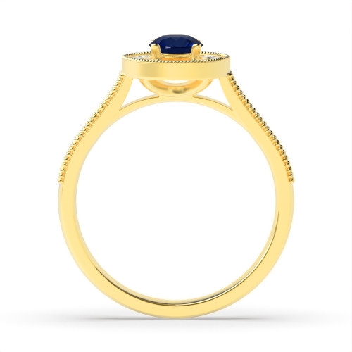 4 Prong Round Yellow Gold Halo mid set diamond and Naturally Mined Diamond Engagement Rings
