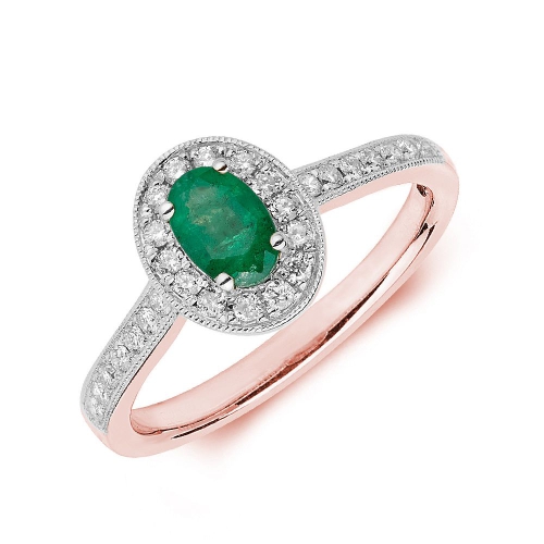 4 Prong Oval Rose Gold Halo milligrain diamond with Naturally Mined Diamond Engagement Rings