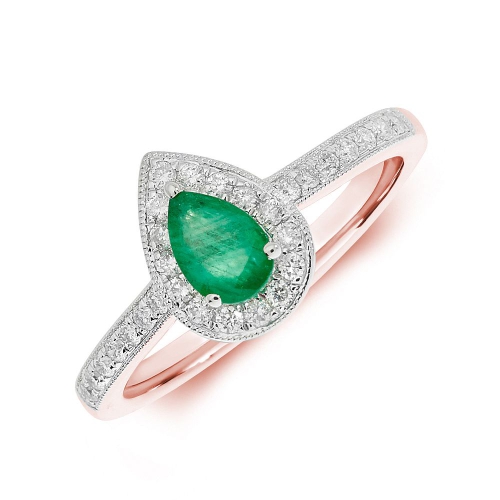 Prong Pear Rose Gold Milligrain halo diamond and Naturally Mined Diamond Engagement Rings