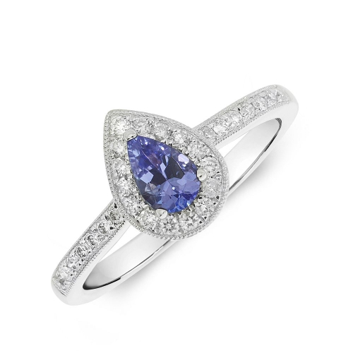 Gemstone Ring With 0.3ct Pear Shape Tanzanite and Diamonds