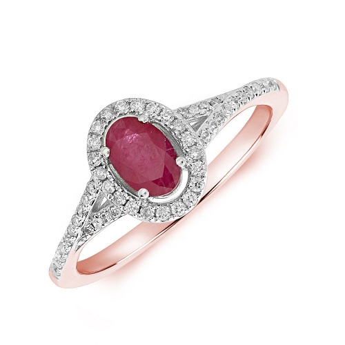 4 Prong Oval Rose Gold Split shoulder diamond and Naturally Mined Diamond Engagement Rings