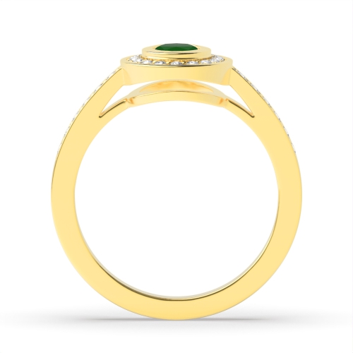 Bezel Setting Oval Yellow Gold halo and Naturally Mined Diamond Gemstone Engagement Rings