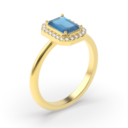 4 Prong Emerald Yellow Gold Celestial radiance Lab Grown Diamond Gemstone Engagement Rings