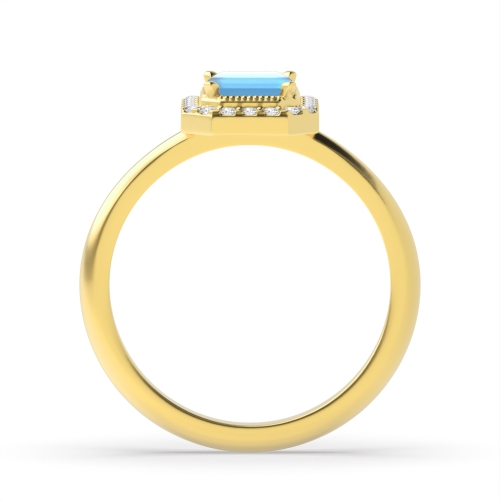 4 Prong Emerald Yellow Gold Celestial radiance Lab Grown Diamond Gemstone Engagement Rings