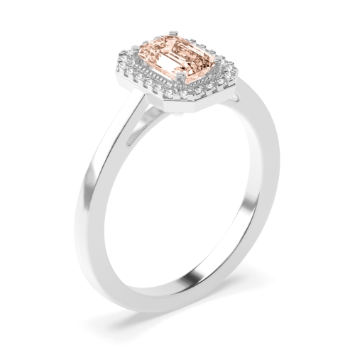 4 Prong Emerald Morganite Gemstone Engagement Rings