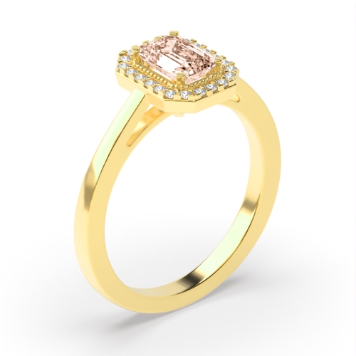 Gemstone Ring With 7X5Mm Emerald Shape Morganite And Diamond