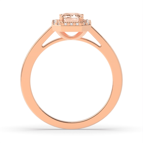 4 Prong Emerald Rose Gold 7x5 Naturally Mined Diamond Gemstone Engagement Rings