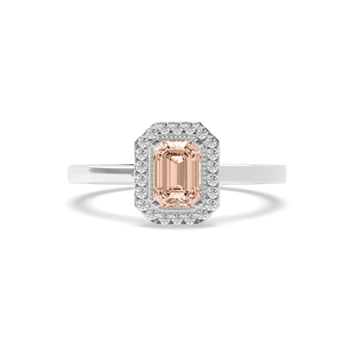 4 Prong Emerald Silver 7x5 Lab Grown Diamond Engagement Rings