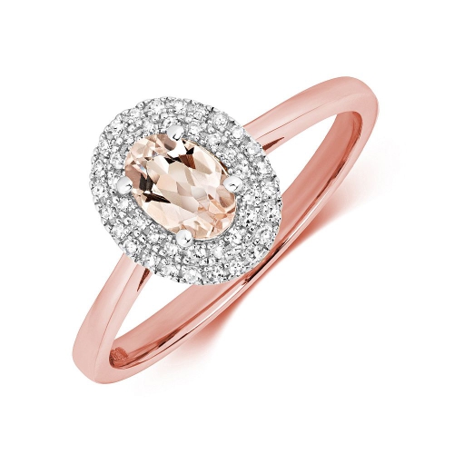4 Prong Oval Rose Gold Halo diamond and 6x4mm Naturally Mined Diamond Engagement Rings