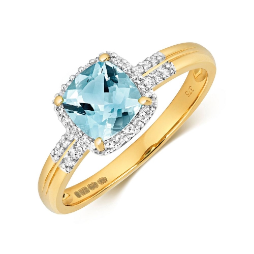 4 Prong Cushion Yellow Gold Solar mosaic Lab Grown Diamond Gemstone Engagement Rings