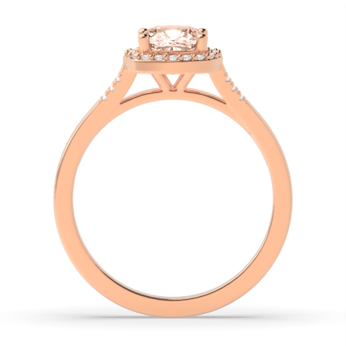 4 Prong Cushion Rose Gold Halo diamond and 6mm Lab Grown Diamond Gemstone Engagement Rings