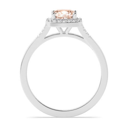 4 Prong Cushion Halo diamond and 6mm Lab Grown Diamond Gemstone Engagement Rings