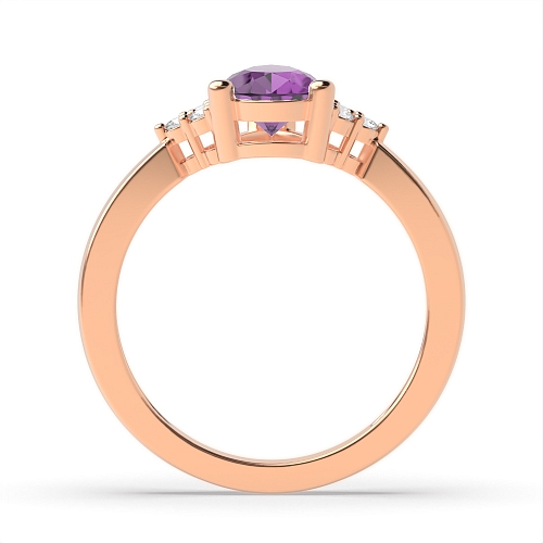 Prong Pear Rose Gold 9x6mm accented diamond and Lab Grown Diamond Gemstone Engagement Rings