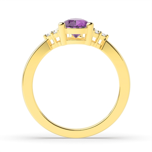 Prong Pear Yellow Gold 9x6mm accented diamond and Lab Grown Diamond Gemstone Engagement Rings