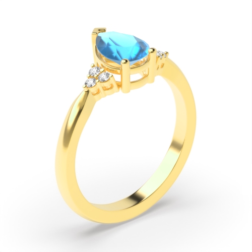 Prong Pear Yellow Gold Spectra dance Lab Grown Diamond Gemstone Engagement Rings