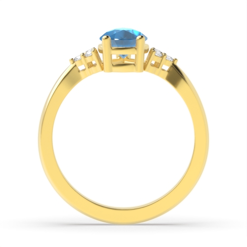 Prong Pear Yellow Gold Spectra dance Lab Grown Diamond Gemstone Engagement Rings