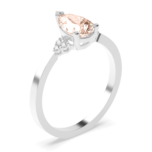 4 Prong Pear Morganite Gemstone Engagement Rings