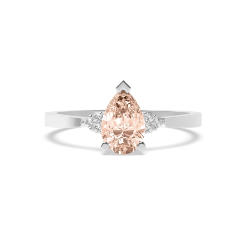Gemstone Ring With 9X6mm Pear Shape Morganite and Diamonds