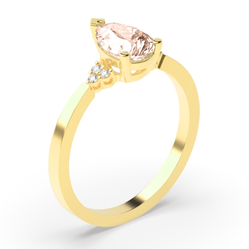 4 Prong Pear Yellow Gold Morganite Gemstone Engagement Rings