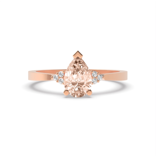 Prong Pear Rose Gold 9x6 Naturally Mined Diamond Gemstone Engagement Rings