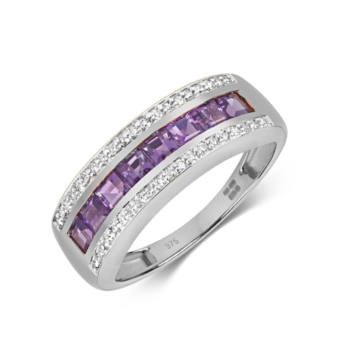 Purchase 3 Row Diamond And Amethyst Rings - Abelini
