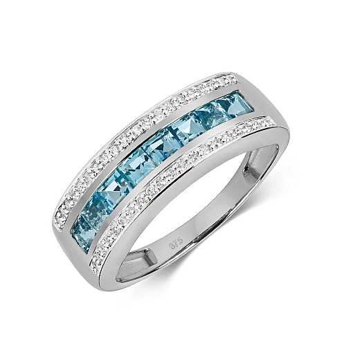 Channel Setting Princess 3 row diamond and Lab Grown Gemstone Diamond Rings