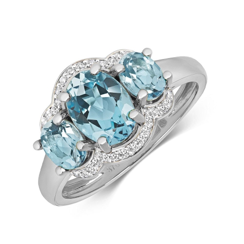 4 Prong Oval Blue Topaz Gemstone Diamond Jewellery