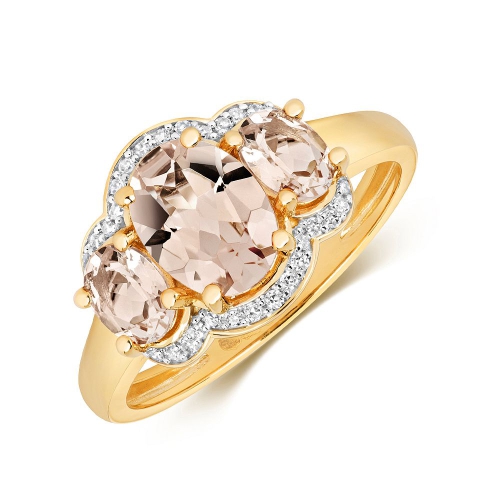 4 Prong Oval Yellow Gold Morganite Gemstone Engagement Rings