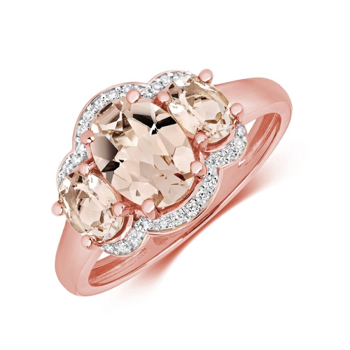4 Prong Oval Rose Gold Trilogy halo diamond and Naturally Mined Diamond Engagement Rings