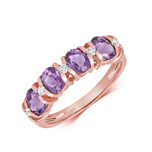 Prong Oval Rose Gold 5x4mm 4 stone diamond and Naturally Mined Diamond Gemstone Engagement Rings