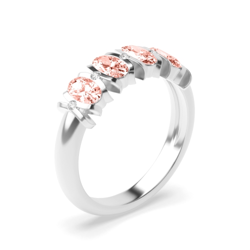 4 Prong Oval Platinum Morganite Gemstone Engagement Rings