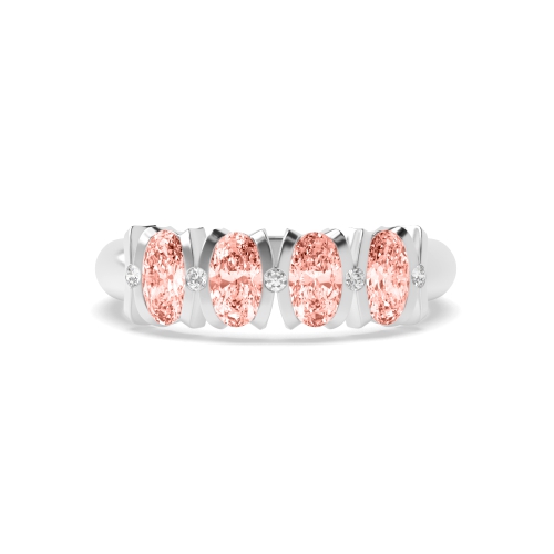 Gemstone Ring With 5X4mm Oval Shape Morganite and Diamonds