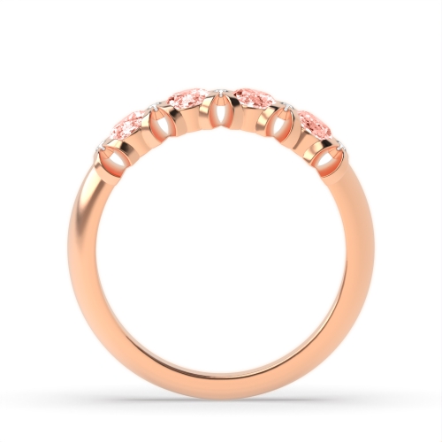 Prong Oval Rose Gold 5x4mm 4 stone diamond and Lab Grown Diamond Gemstone Engagement Rings
