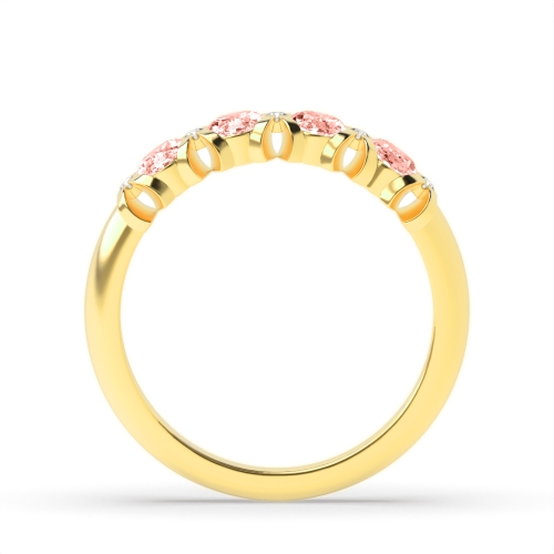 Prong Oval Yellow Gold 5x4mm 4 stone diamond and Lab Grown Diamond Gemstone Engagement Rings