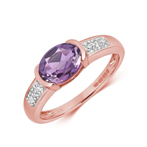 4 Prong Oval Rose Gold 8x6mm accented diamond and Naturally Mined Diamond Engagement Rings