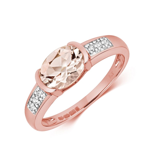4 Prong Oval Rose Gold Morganite Gemstone Engagement Rings